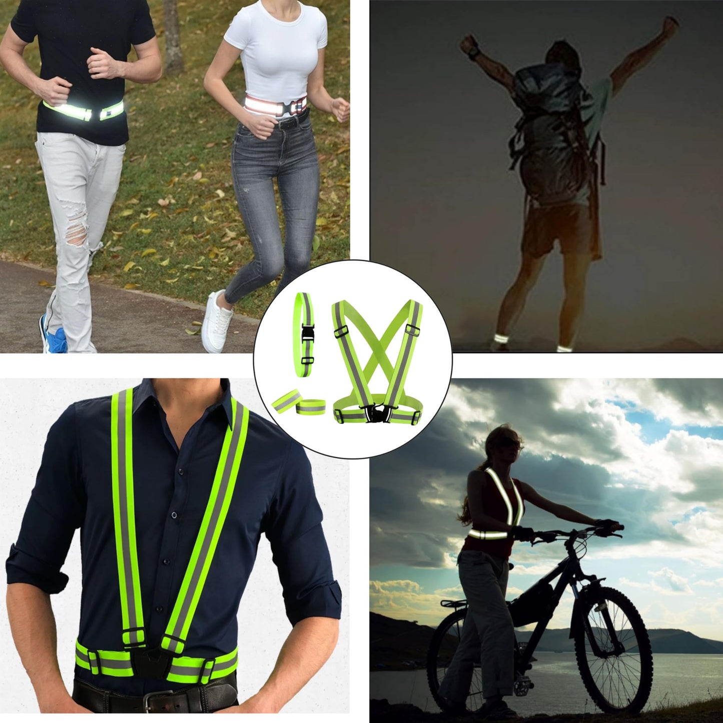 K-FINE Running Vest for Women and Men Reflective Vest Reflective Running Equipment Include Gear,Belt and 2 Armbands Reflector Runner Vest for Biking or Walking at Night