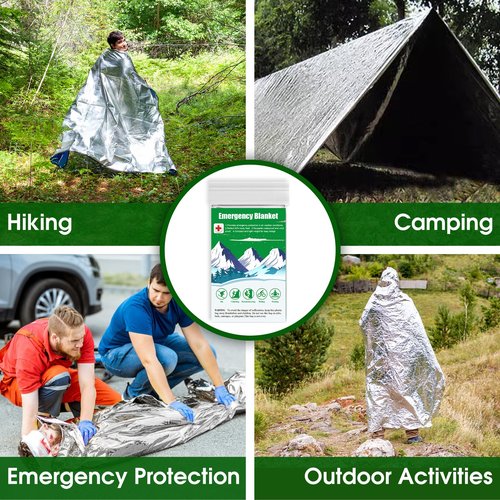 CXYARY 12 Pack Emergency Mylar Thermal Blanket, 84” x 52” Space Blankets, Emergency Thermal Blanket Space Rescue Survival Gear Camping for Outdoors, Hiking, Camping Survival
