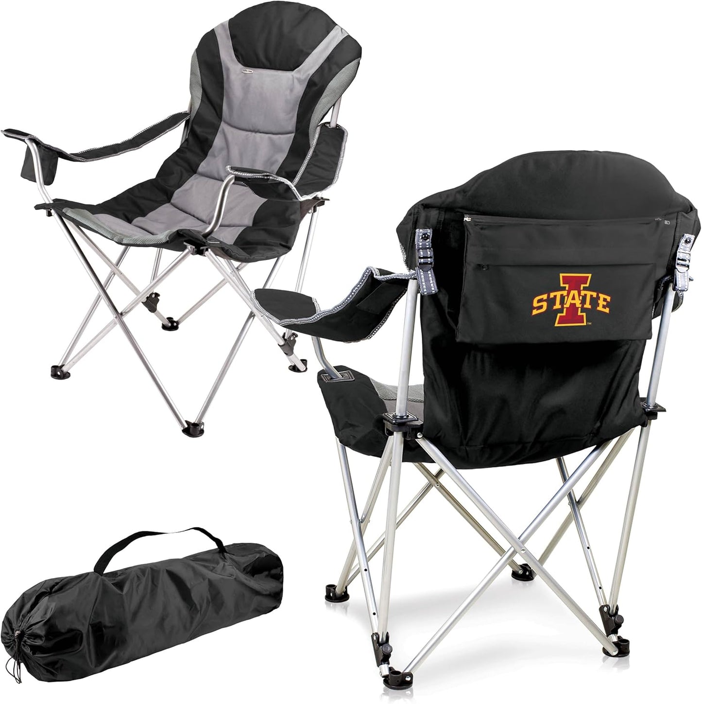 PICNIC TIME NCAA Arkansas Razorbacks Reclining Camp Chair - Beach Chair for Adults - Sports Chair with Carry Bag