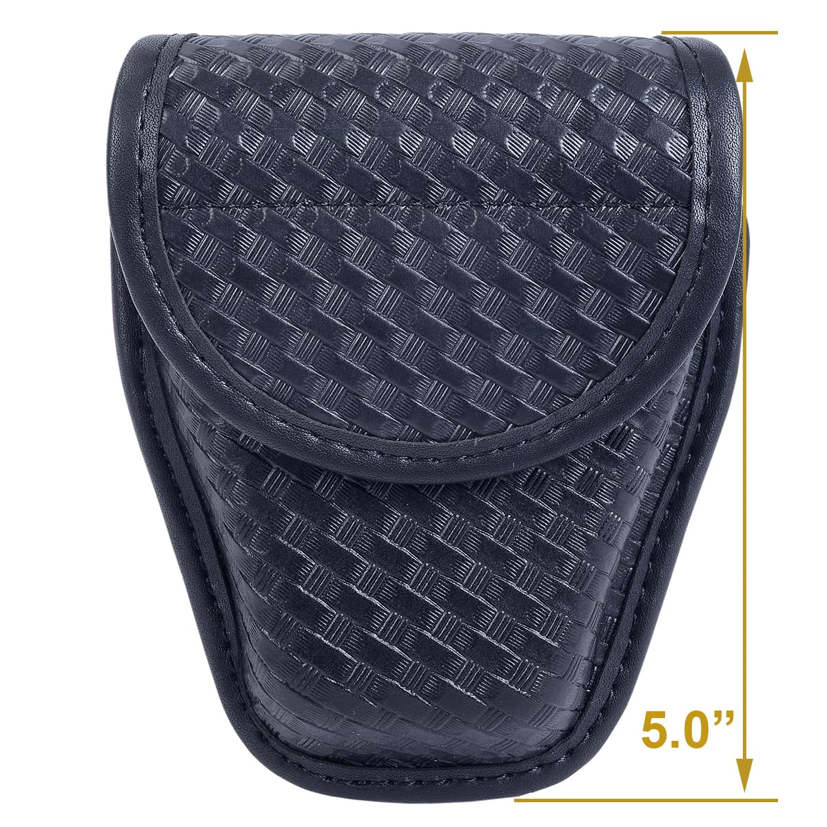 TAFTACFR Molded Single Handcuff Pouch Case Holder for Duty Belt, Law Enforcement With Removable Top Cover and Hidden Snap, Basketweave