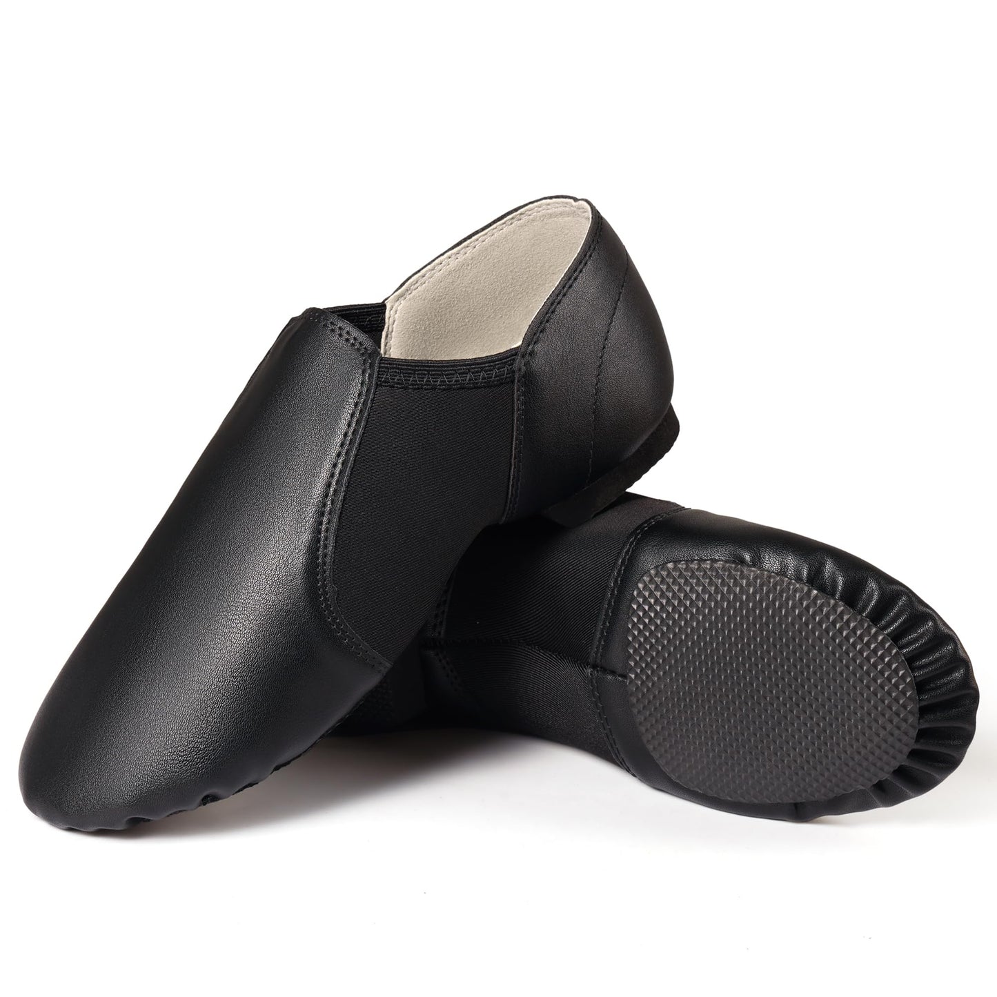 Dynadans PU Leather Jazz Shoe Slip On Dance Shoes with Arch Insert for Girls and Boys (Toddler/Little Kid/Big Kid)-Black-8.5M-Toddler