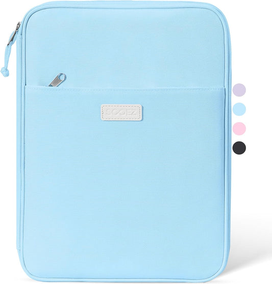 Sooez Zipper Binder Bag, 1 Inch Binders 3 Ring O-Ring, 5-Tab Dividers Expanding File Folder, 500-Sheet Capacity Three Ring Binder, Cute Organizer Storage for Student School Classroom Supplies, Blue