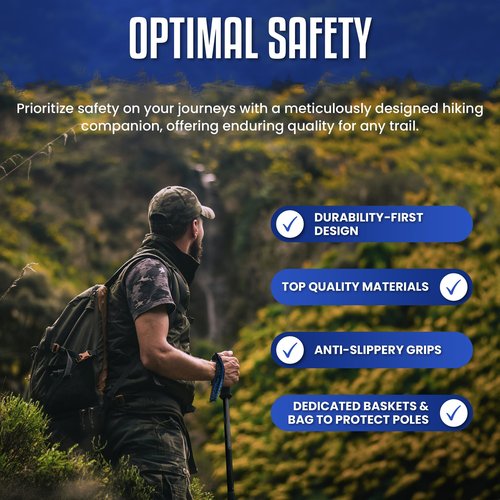 Lucern 5.7 oz Extreme Ultra Lightweight Anti-Shock Carbon Trekking Poles - Incredibly Durable, Supremely Comfortable, Optimally Safe, Fit Carry-on Luggage. Ideal for Backpacking, Long Hiking.