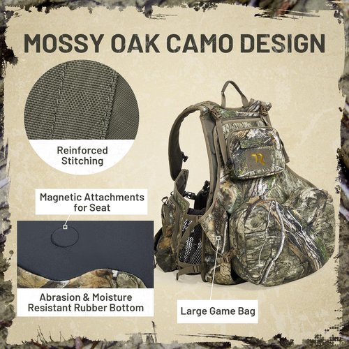 TR Turkey Vest for Hunting with Seat, Turkey Hunting Vest with Game Pouch, for Men Women Camo