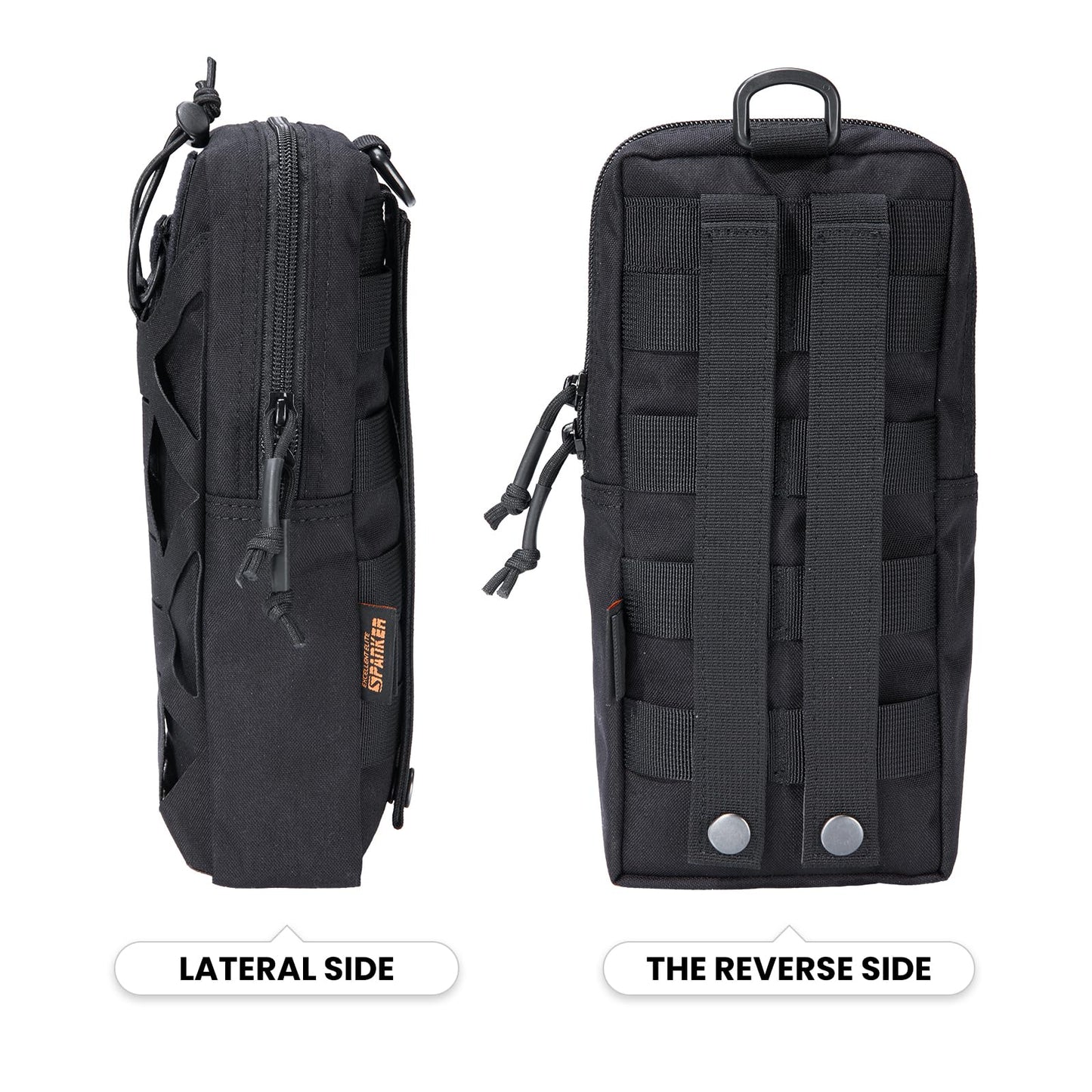 EXCELLENT ELITE SPANKER Tactical EDC Pouch Molle Utility Tool Pouches Gadget Organizer Pocket Waist Belt Bag(Black)