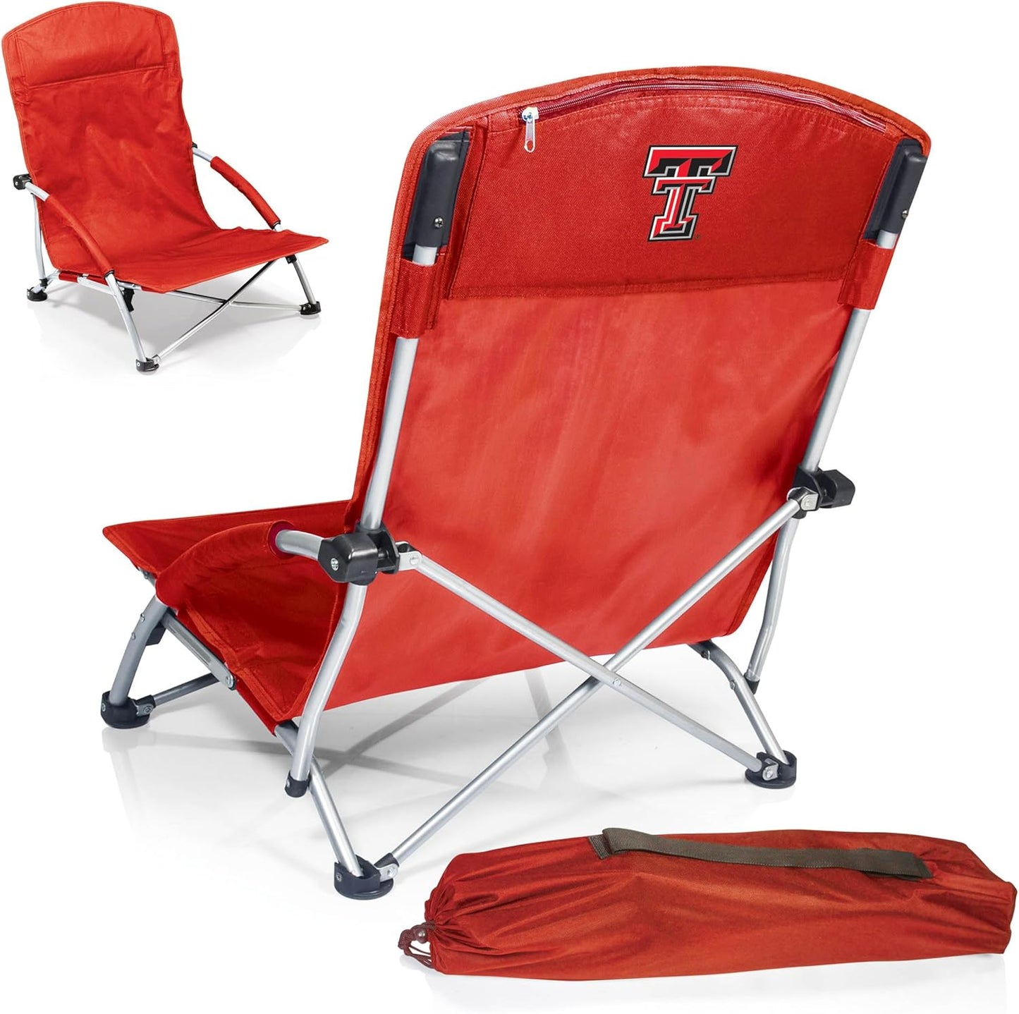 PICNIC TIME NCAA Tranquility Beach Chair with Carry Bag - Low Beach Chair for Adults - Low Lawn Chair