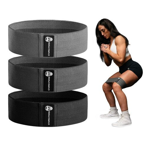 Gymreapers Hip Bands for Booty Workouts | Non Slip Fabric Band Set with 3 Levels - Resistance Bands for Legs & Hip - for Men & Women (Black)