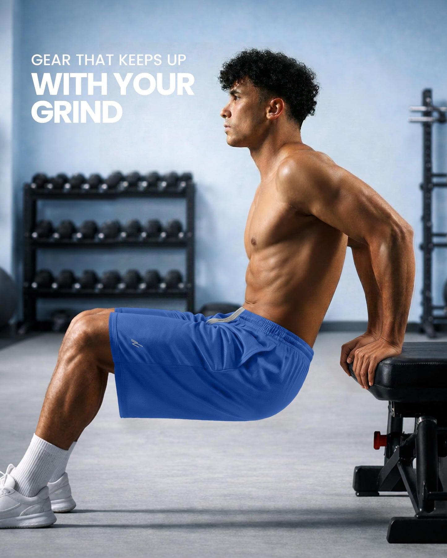 NY Threads Men's Athletic Shorts Quick Dry Loose-Fit Lightweight Running Workout Gym Shorts with Pockets, Large, Royal Blue