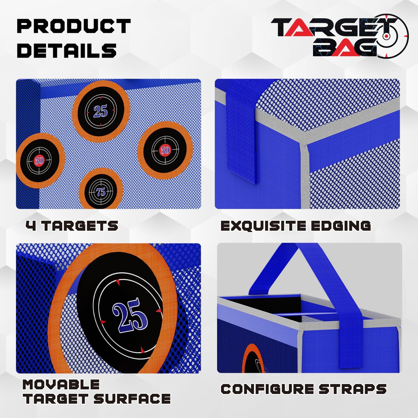 Foam Blasters Portable Practice Target Bag Storage Carry Target Pouch for Nerf Guns N-Strike Elite/Mega/Rival Series