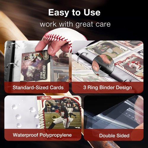 RONMONG Baseball Card Binder,2024-2025 Sports Trading Card with Sleeves Holder Album,990 Pockets Baseball Card Holder Sheets Display Storage Protectors for Collectors Boys and Girls Gift
