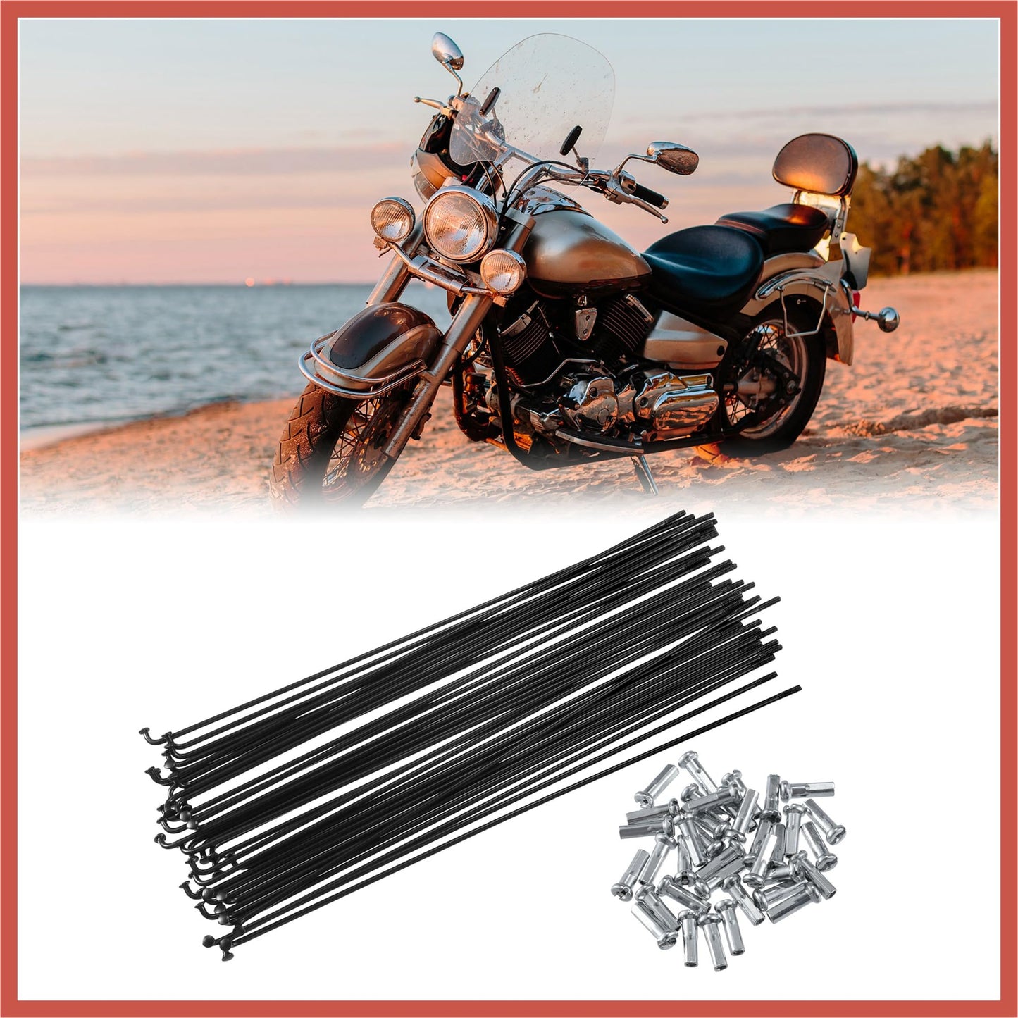 ACROPIX 40 Pcs Bicycle Steel Spokes 14G Bike Spoke 200mm Length with Nipples for Most Bicycle Car Parts