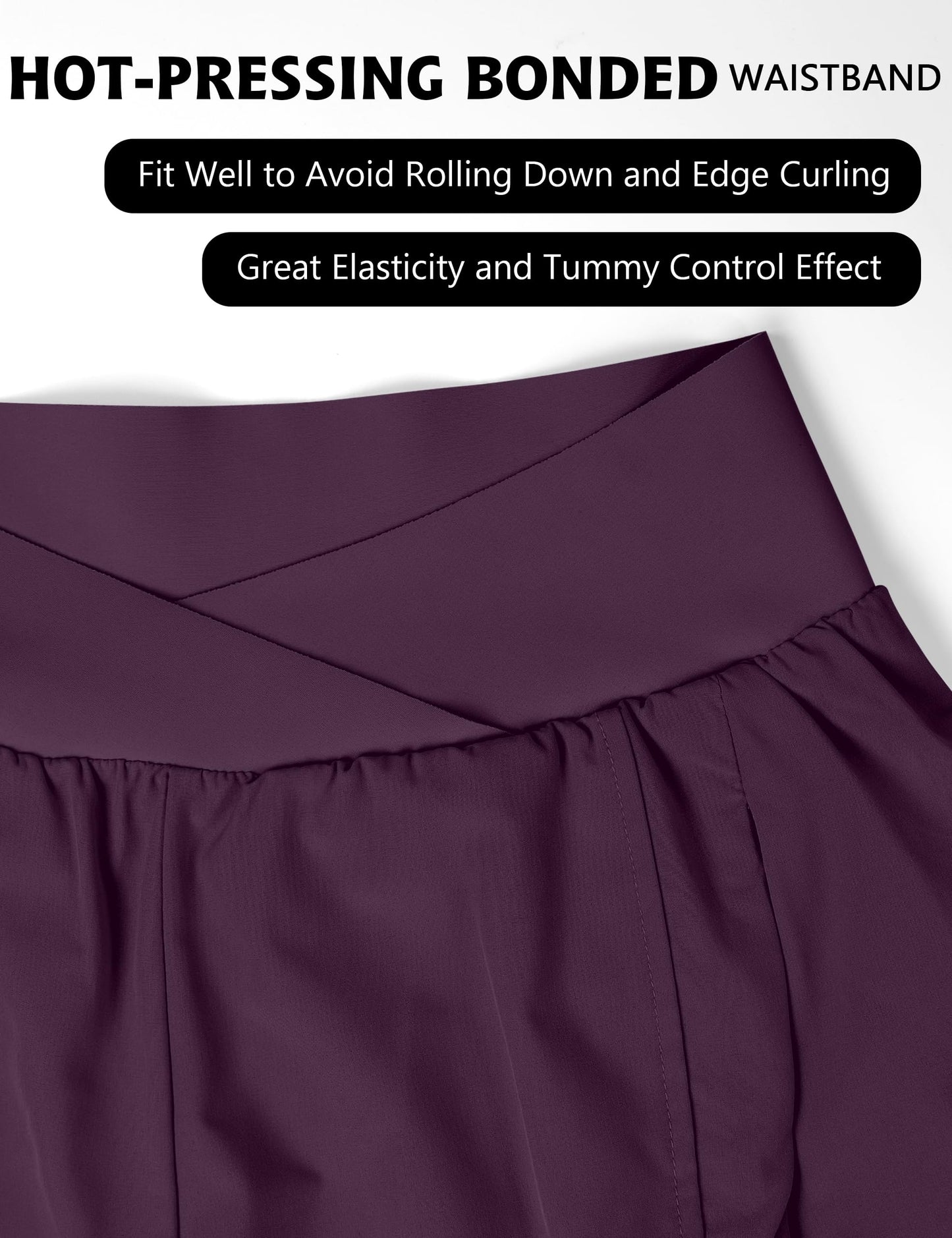 Blooming Jelly Women's Workout Shorts Athletic Running Crossover High Waisted Gym Sport Yoga Shorts with Zipper Pockets (Purple,Small)