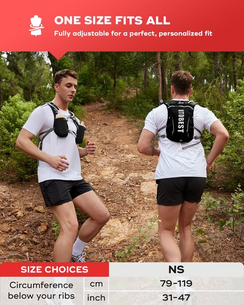 UTOBEST Running Vest, 5L Hydration Vest Lightweight, Running Backpack with 1.5L Water Bladder, Adjustable Running Hydration Vest for Trail Running Marathon Race Jogging Cycling Black