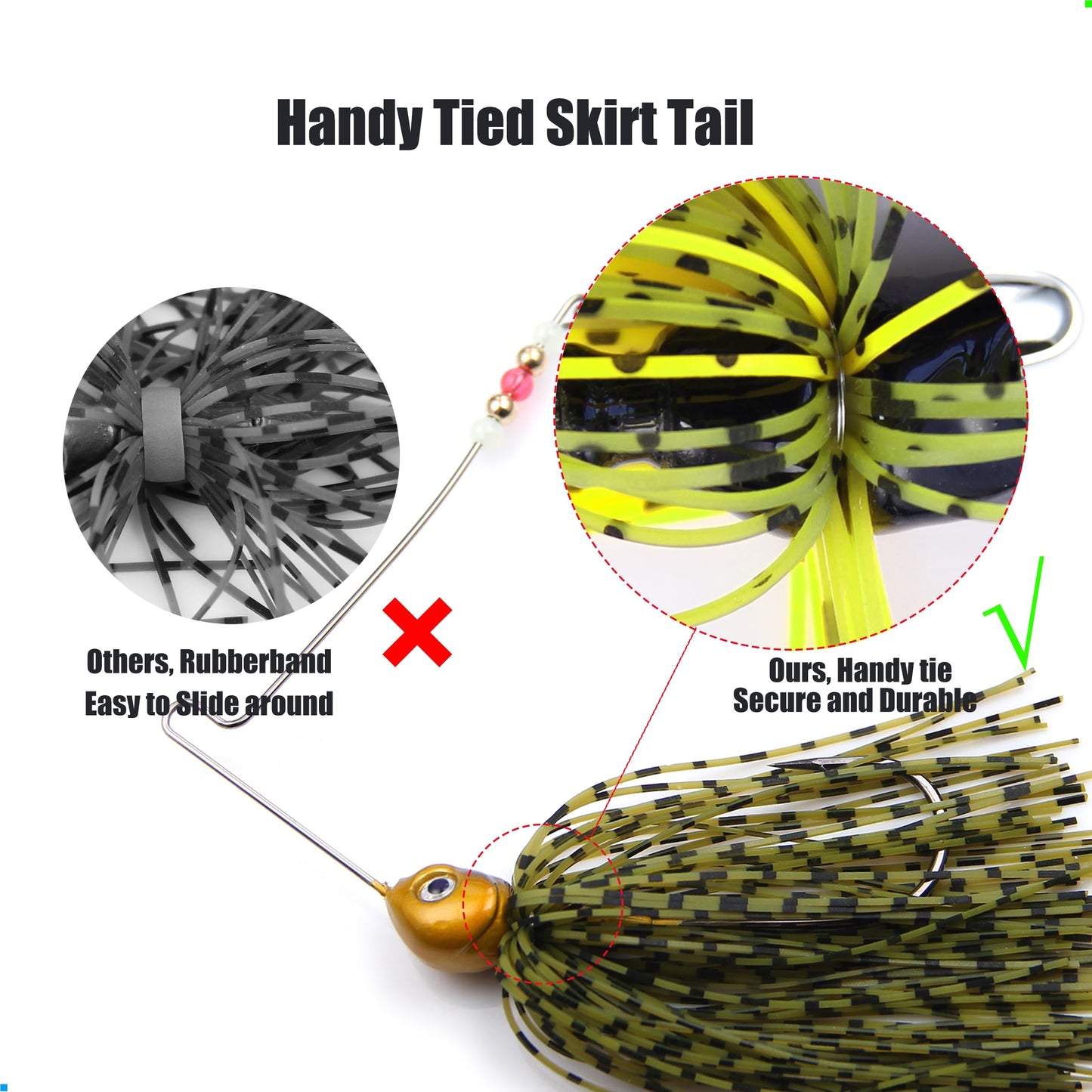 EXAURAFELIS 6pcs Fishing Lures Spinnerbaits for Bass Fishing Spinner Bait with Skirt Bass Lure Spinner Blades fishingbait Pikelures Trout Lure Salmon Lures Spinnerbait Buzzbait Swimbait