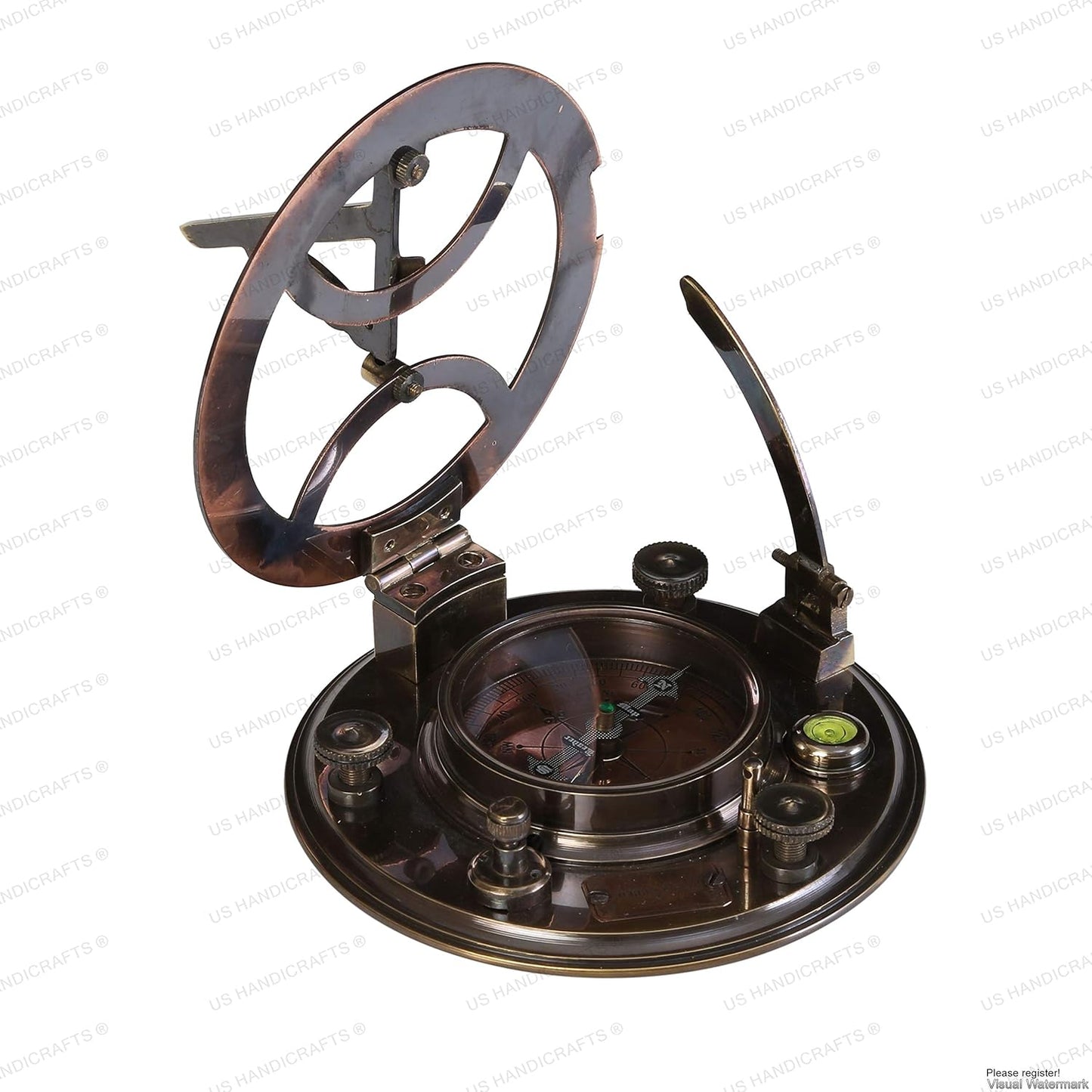 Antique Maritime Decor: Personalized Pocket Sundial Compass - Nautical Decor for Home, for Him, Copper Sailboat Accessories, Engraved Compass Gift