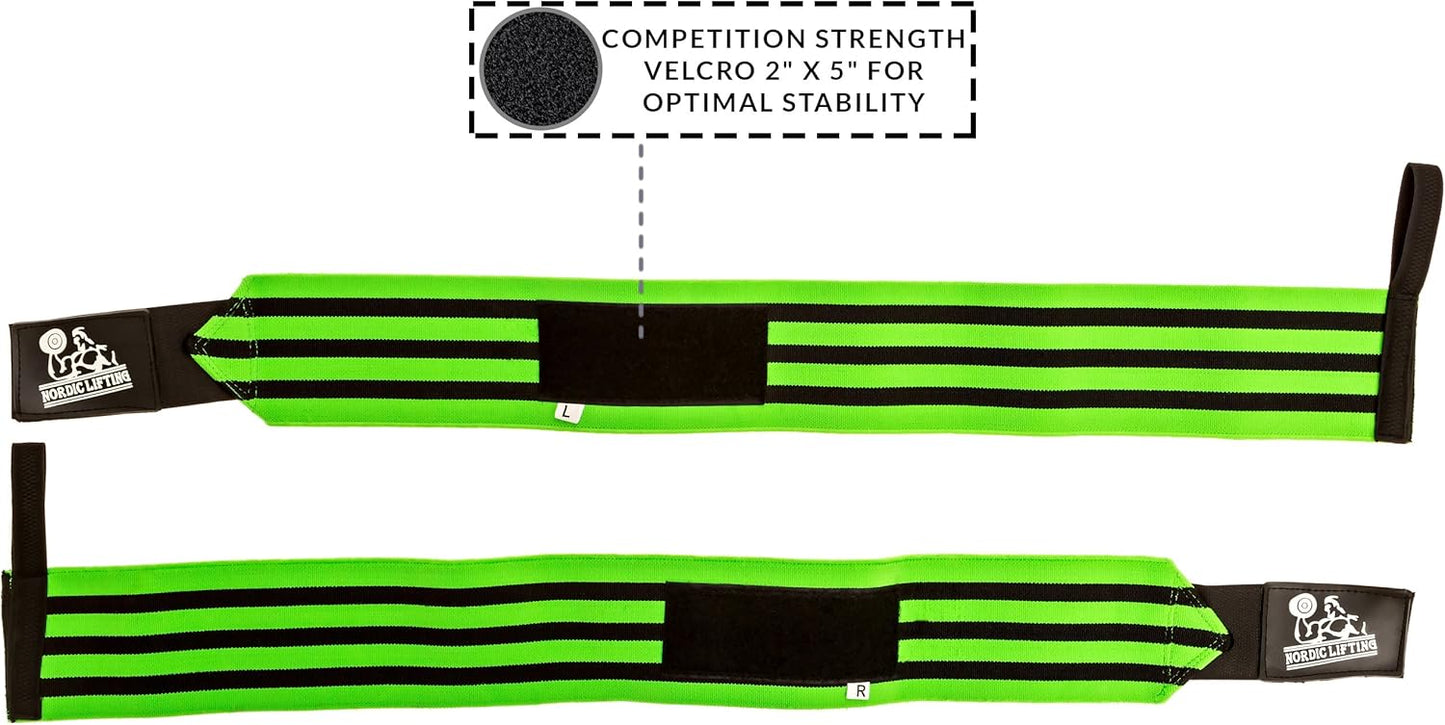 Nordic Lifting Wrist Wraps Super Heavy Duty (1 Pair/2 Wraps) 24" Support for Weight Lifting | Powerlifting | Gym | Cross Training- Weightlifting Thumb Loop - Men & Women