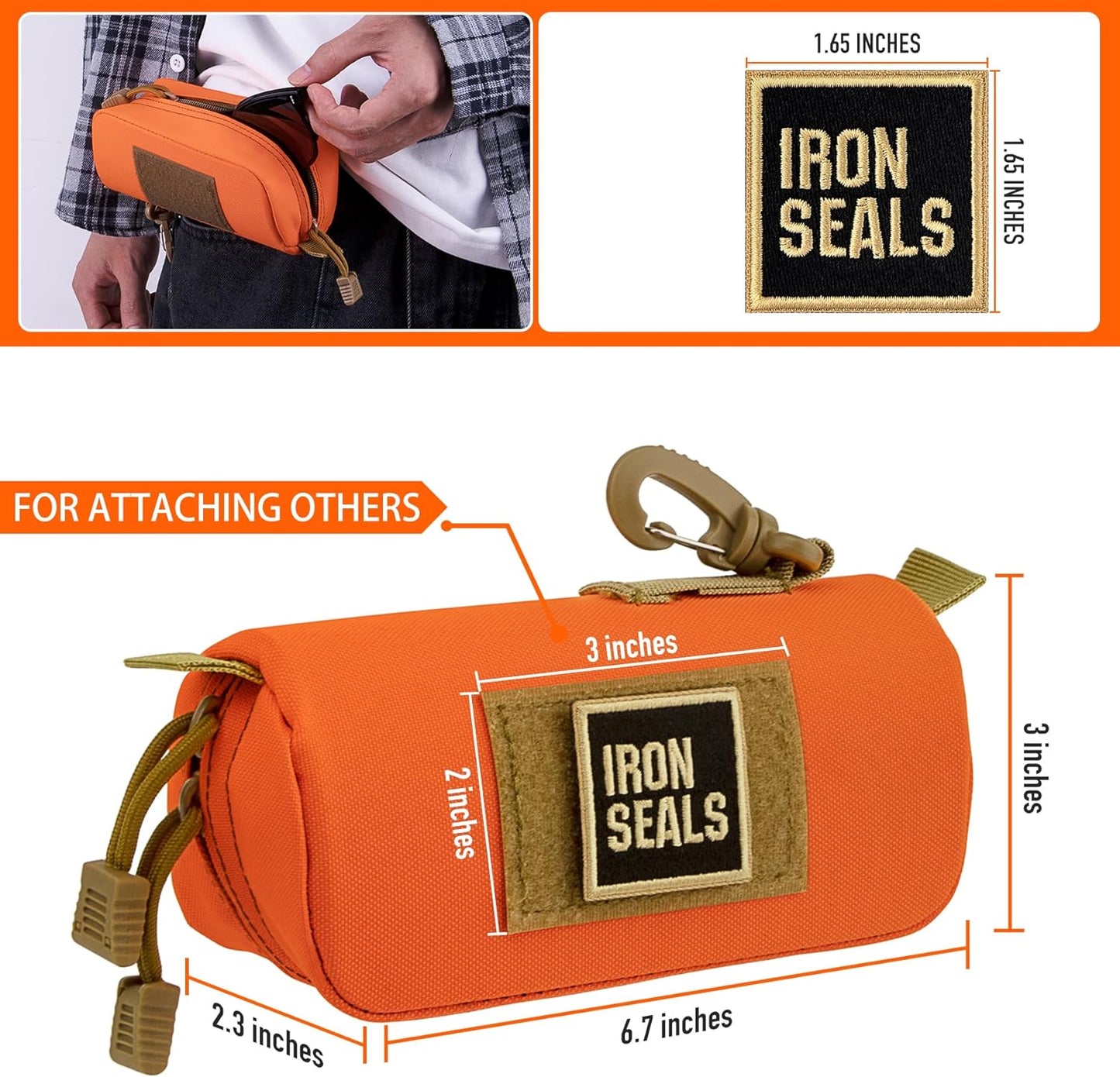 IronSeals Extra Large Tactical Molle Sunglasses Case Anti-Shock Semi-hard Clamshell Glasses Case, X-Large