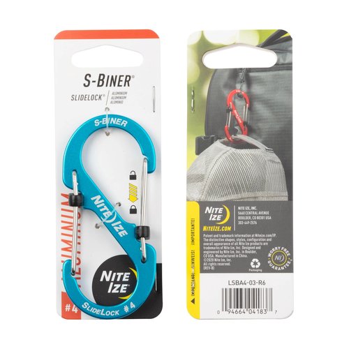 Nite Ize S-Biner SlideLock Aluminum - Size 4 - Blue - 4 Count (4 Pack)