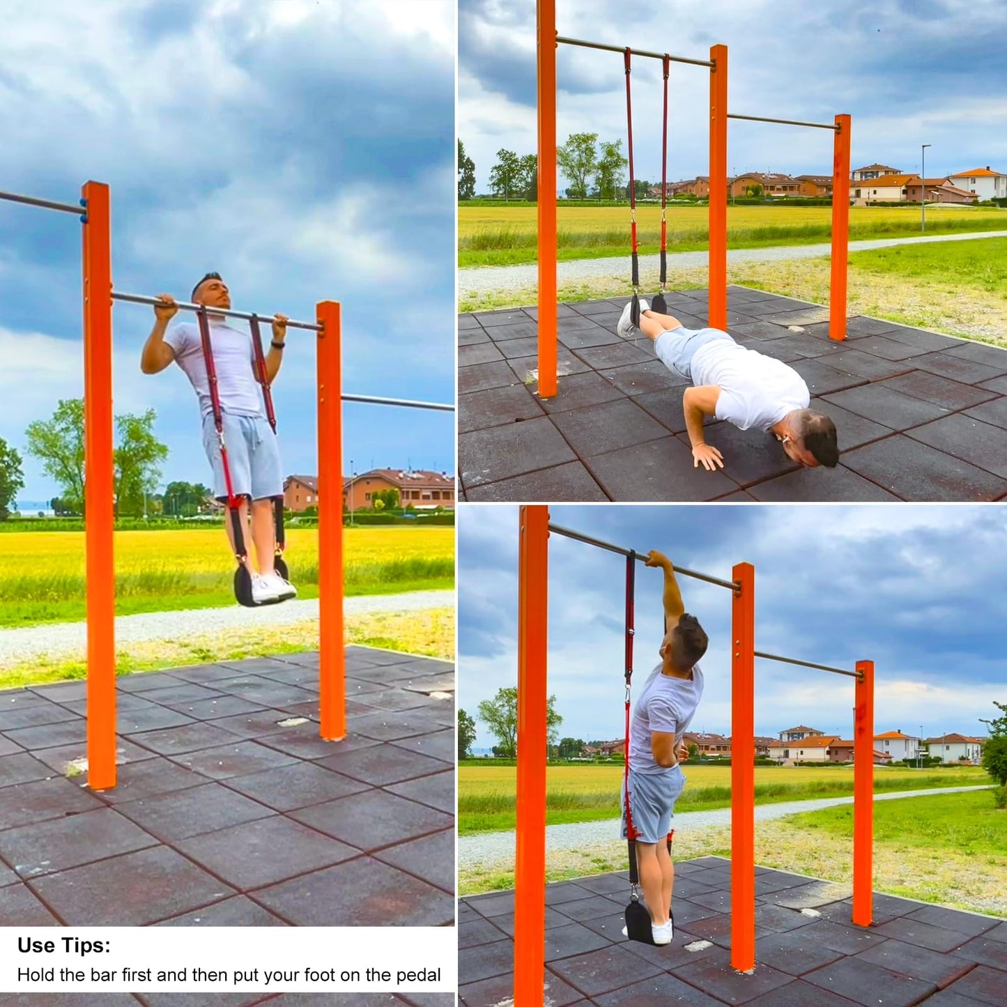 Pull Up Assistance Bands with Fabric Feet/Knee Rest, Heavy Duty Pull Up Resistance Bands, Pull up Assist Bands Pull-up Exercise Band for Chin-up Workout, Body Stretching (Two Feet 300lbs)