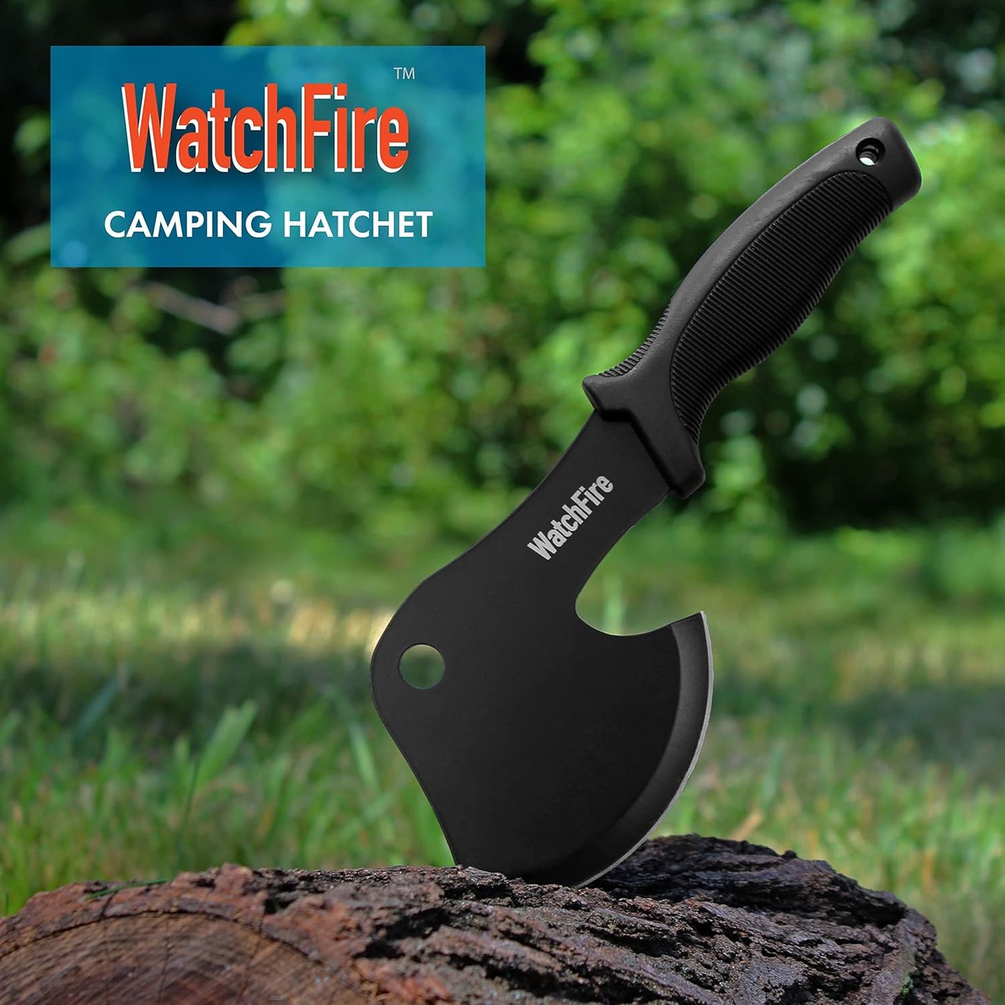 WatchFire 10” Black Camping/Survival Axe-Head Hatchet with Nylon Sheath (210921)