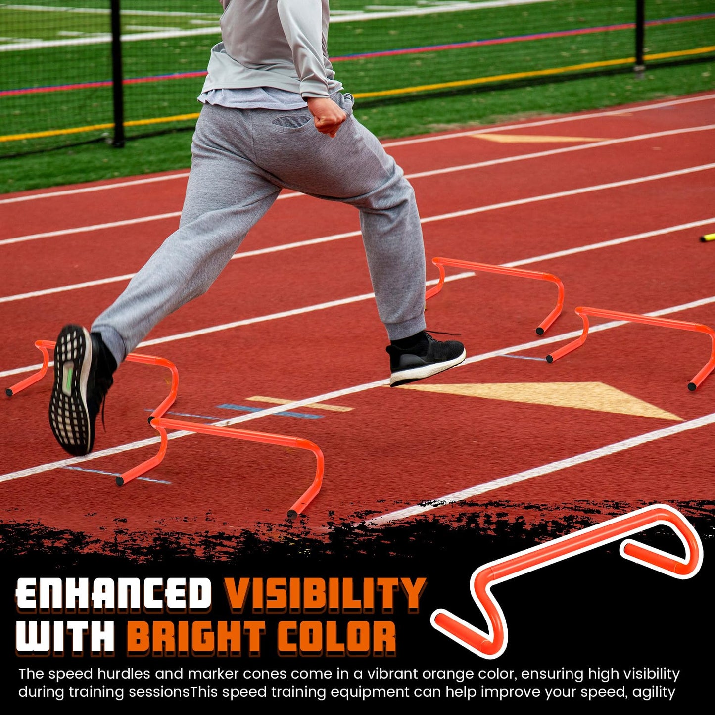 Gemscream 5 Pcs Speed Agility Training Hurdles Detachable Durable Equipment Plyometric and All Purpose Speed Training Hurdle Equipment for Athletes Soccer Basketball(6 Inch,Orange)