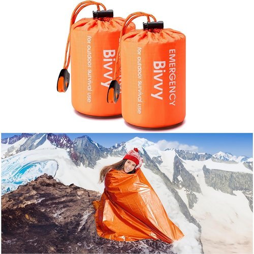 Emergency Sleeping Bags for Survival, with Whistle, Portable Camping Bivy Sacks Waterproof Blanket for Camping Hiking and Other Outdoor Activities,