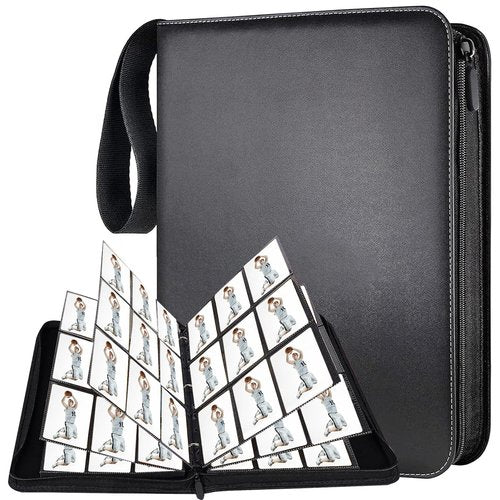 Trading Card Binder, 900 Pockets Album Folder With 50 Top-Loading Page Sleeves, 9 Pocket Binder for Game, Sports, Baseball Cards (Black)