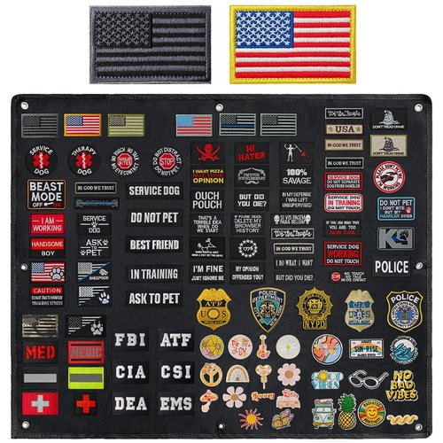 ZESION Black Tactical Patch Wall Board,Collapsible Tactical Patch Display, Hook and Loop Military Patches Holder (27.5"x33")