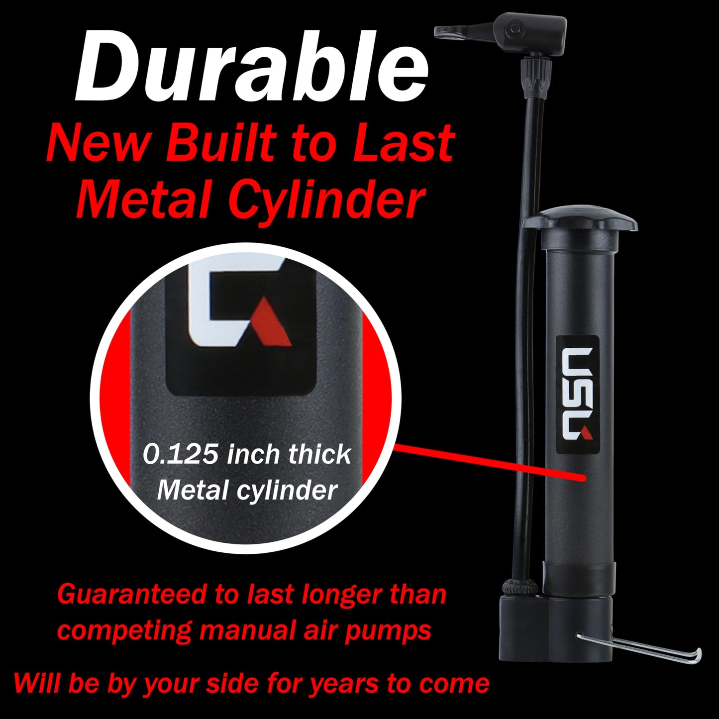 USU Sports Ball air Pump Manual Metal (Black)