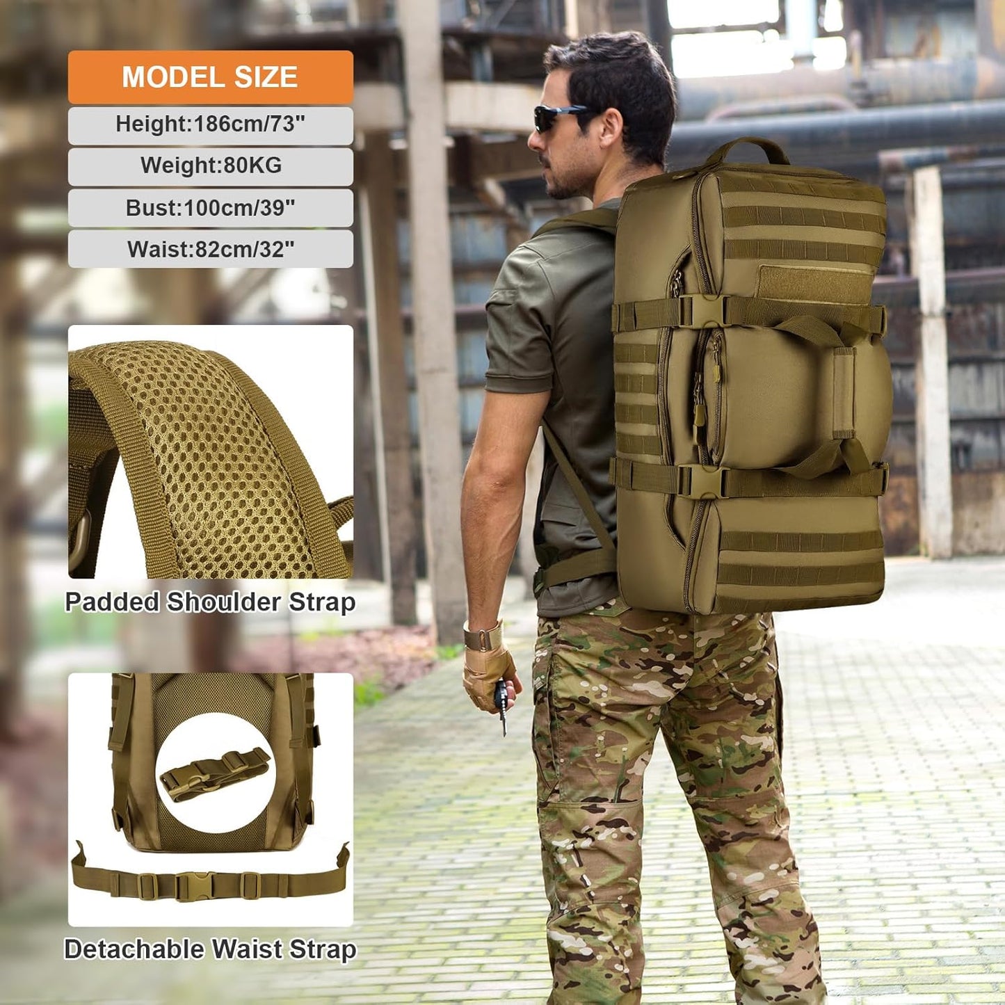 60L Tactical Military Backpack - Outdoor Assault Pack for Hunting, Camping & Travel