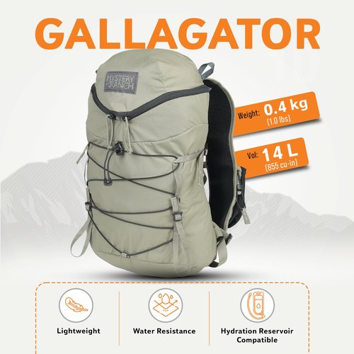 Mystery Ranch Gallagator 15 Backpack – Weather Resistant Travel Bag with Sternum Strap – Twig, 15L, S/M