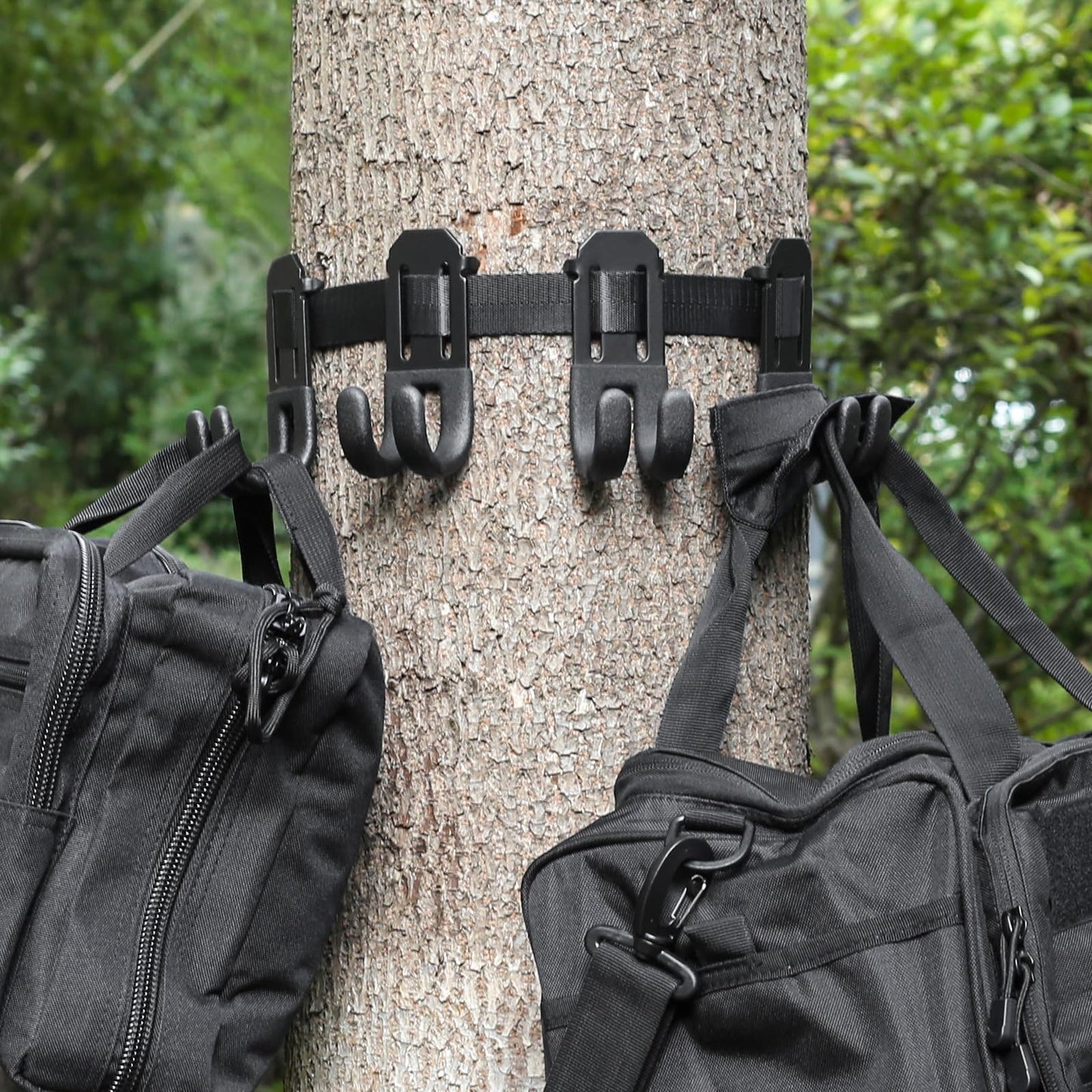 FUNANASUN Treestand Strap Hangers for Hunting Gear, Tree Saddle, Tree Stand Accessories, Bow Hanger, Archery Bow Hunting Gear with 3 Metal Gear Hooks