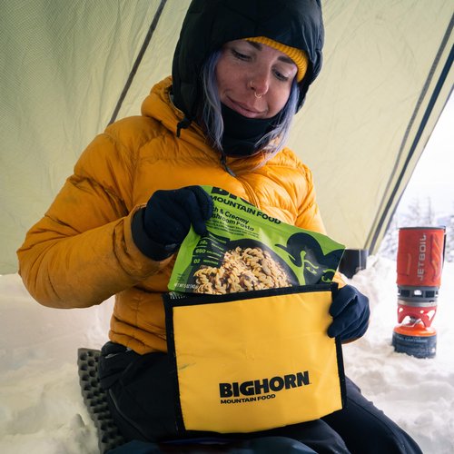 BIGHORN Insulated Bag for Backpackers - Durable Small Insulated Pouch for Freeze Dried Backpacking Meals - Packs Flat, Lightweight, Aids Rehydration, Keeps Food Hot, 10 ¼” x 7 ½” x 3 ½”, 1.5oz, Yellow