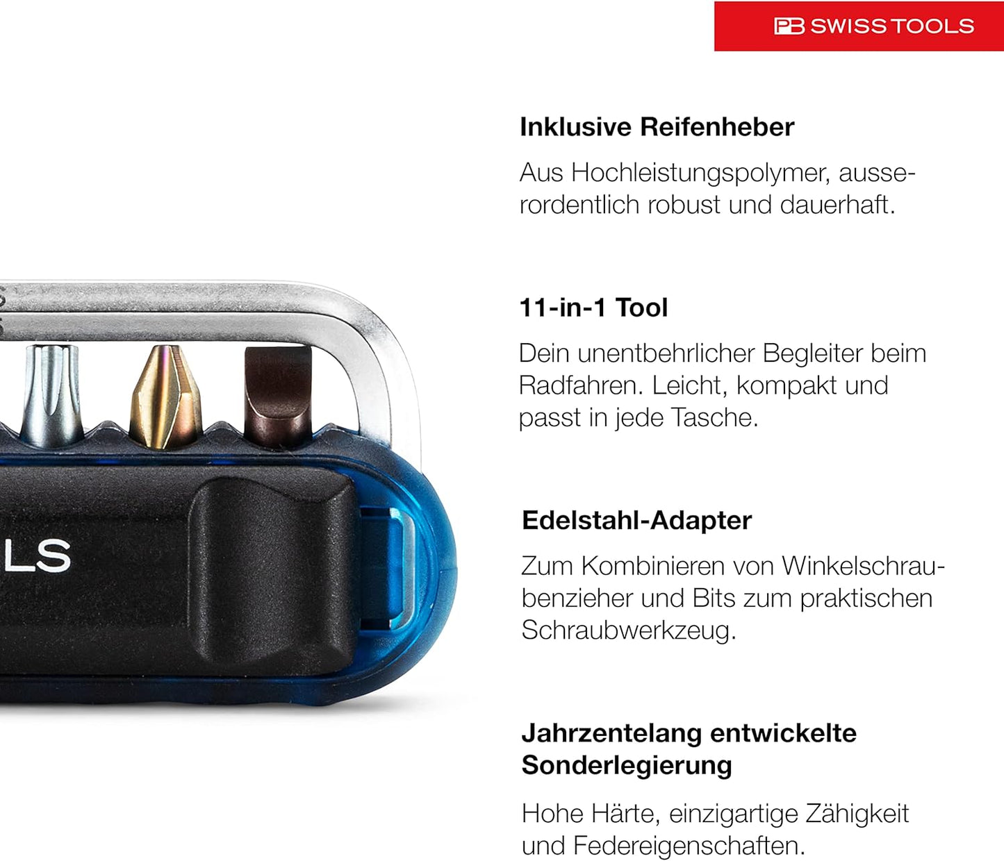 PB Swiss Tools Bike Multitool PB 470 | 100% Swiss Made | Pocket Tool with Bits, Allen Key, Steel Adapter, Tire Lever for Mountain and Road Bike, Bicycle, E-Bike (Green)