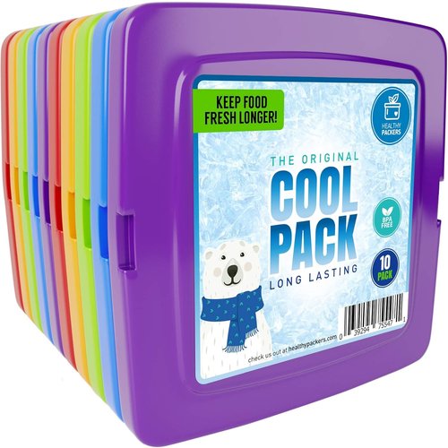 Healthy Packers Ice Packs for Lunch Bags - Freezer Packs - Original Cool Pack | Slim & Long-Lasting Reusable Ice Pack for Lunch Box and Cooler Bag (Set of 10)
