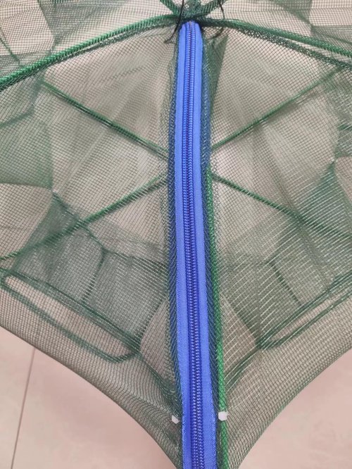 Grinmood Minnow Trap 6 Hole Portable Folding Umbrella Fishing Net Trap PE mesh Iron Frame Crab Pots with Floating Ring and Rope for Catching Live Bait Fish Crawfish Shrimp Trout Crab