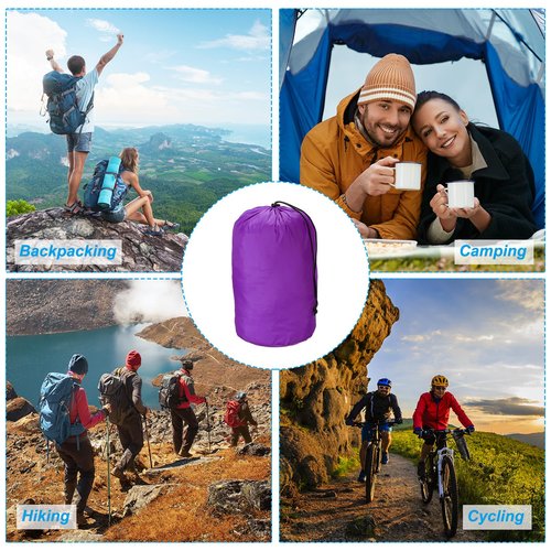 PATIKIL Stuff Sack, 9 x 16 Inch Waterproof Outdoor Storage Sack Ultralight Drawstring Dust Flap Bag for Camping, Purple
