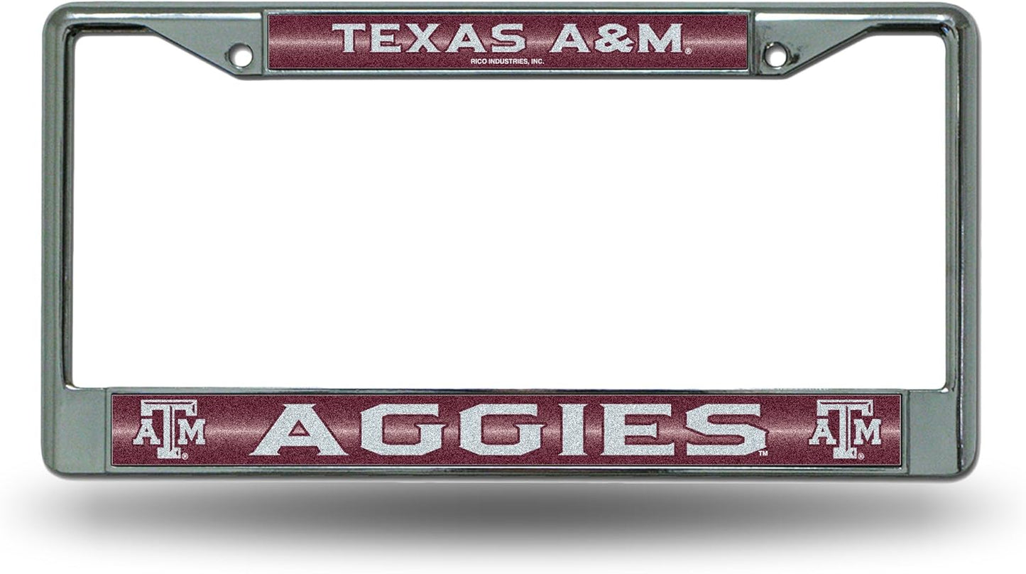 Rico Industries NCAA 12" x 6" Silver Bling Chrome Car/Truck/SUV Auto Accessory
