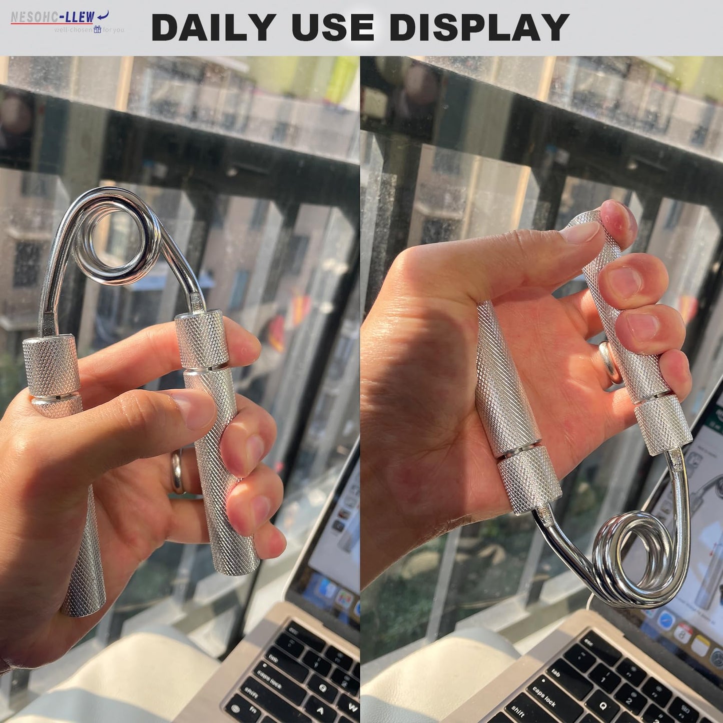 Adjustable Hand Grip Strength Trainer, Full Aluminum Alloy Handle, Grip Strength Adjustable Range 50-150 lbs