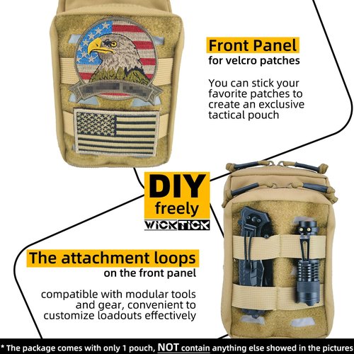 WICKTICK Tactical EDC Pouch, Molle Utility Pouch Gadget Organizer Holder Bag Phone Holster Waist Pack Admin Pouch Tool Pocket for Outdoor Activities, Attached to Backpack/Vest/Belt (Green, Enhanced)