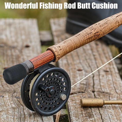 SILANON Fishing Rod Butt Cushion, Silicon Fishing Rod Butt Cap End Pole Seat Cushions Protector Pole Holder Accessory Black