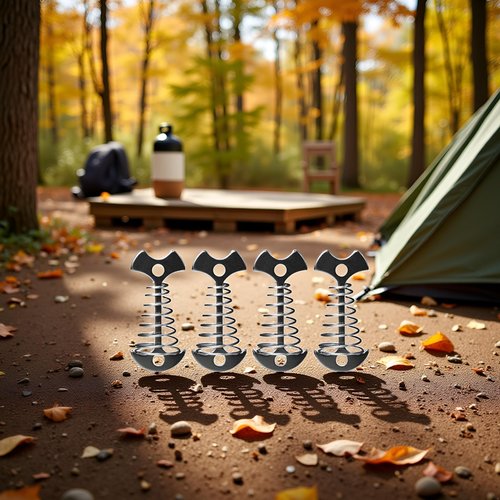 Spring Fishbone Deck Pegs Tent Stakes Awning Nails Deck Hooks Windproof Rope Tensioner Awning Fixed Hook Buckle, Carabiner with Rope Buckle Outdoor Fixed Wind Camping Buckle Rope Anchor