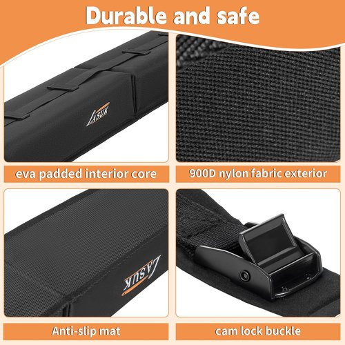 LASUK Universal Car Roof Rack, Soft Roof Rack Pads, Kayak with Tie Down Strap for Surfboard, SUP, Canoe, PP Rope, Quick Loop Strap and Storage Bag