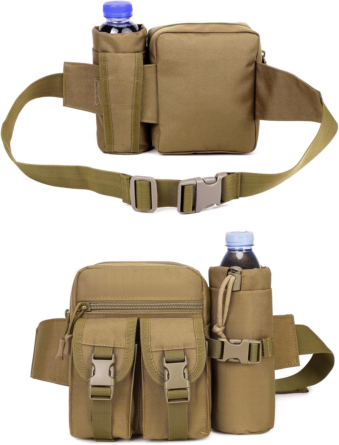ArcEnCiel Tactical Fanny Pack Waist Bag Hip Belt Outdoor Fishing Bumbag with Water Bottle Pocket Holder