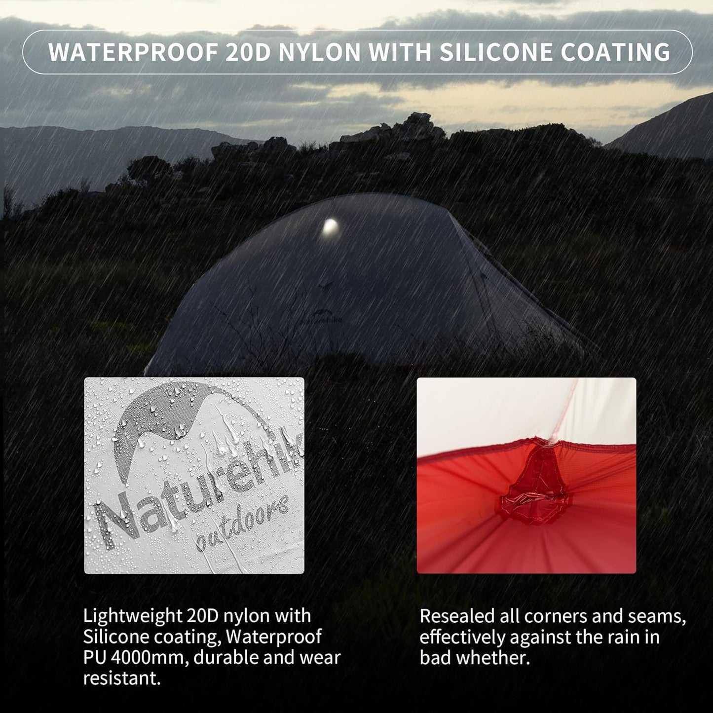 Naturehike Cloud-Up 1 Person Tent, Lightweight Backpacking Tents for One Man, Waterproof Ultralight One Person Tent for Camping Hiking Backpacking