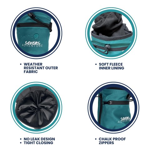 Chalk Bag for Rock Climbing with Climbing Chalk Brush, Quick Clip Belt Rock Climbing Chalk Bag with 2 Pockets & Key Clip - Wide Opening & Secure Closure Climbing Chalk Bags - Chalk Bag Bouldering