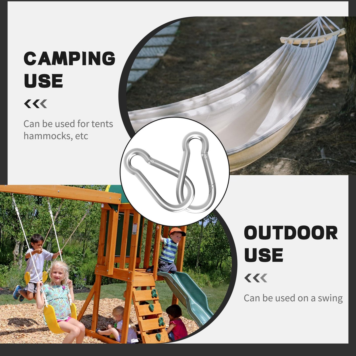 50-Pack M8 Carabiners Clip Heavy Duty Spring Snap Hook, 3Inch Galvanized Steel Carabiner, Safety Quick Links Snap Hooks, Spring Clips for Swing Hammock Camping Keychain Outdoor