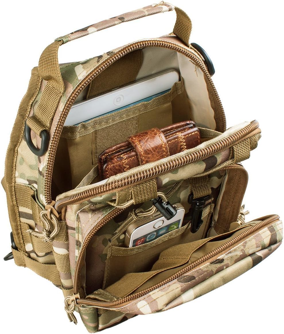 FAMI Outdoor Tactical Bag Backpack, Military Sport Bag Pack Sling Shoulder Backpack Tactical Satchel for Every Day Carry (Black)