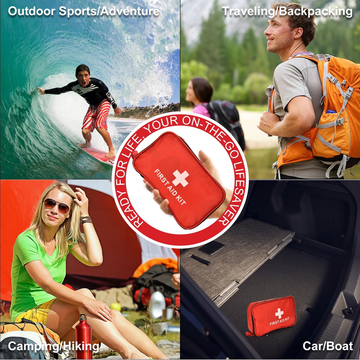 ANDKOK First Aid Kit 184Pcs, Mini First Aid Kit, First Aid Kit Travel for Home, First Aid Kit for Car Basic Outdoor Essentials Survival Kit First Aid Kit for Boat, Car, Office (Small 184Pcs)