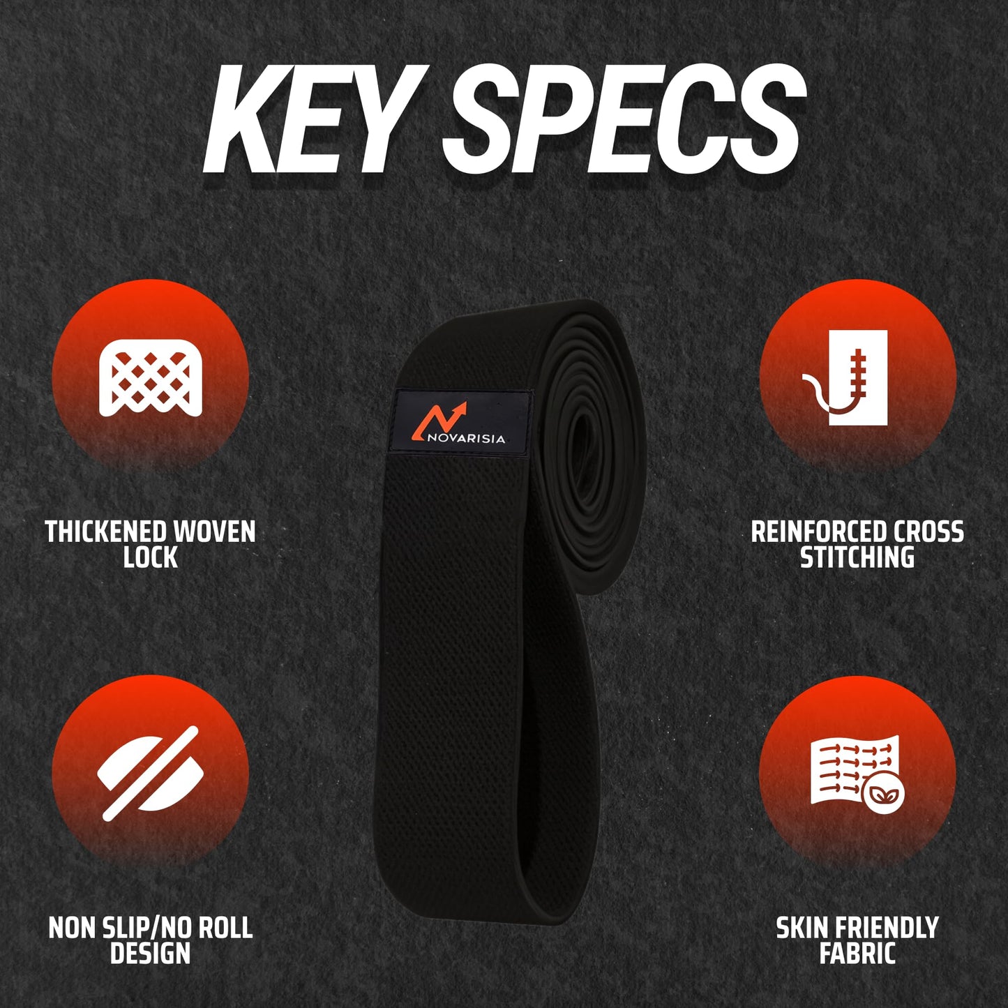 Fabric Resistance Bands for Women and Men - Non-Slip, Durable Exercise Bands for Stretching, Yoga, and Home Fitness (Black 76" Long Belt)